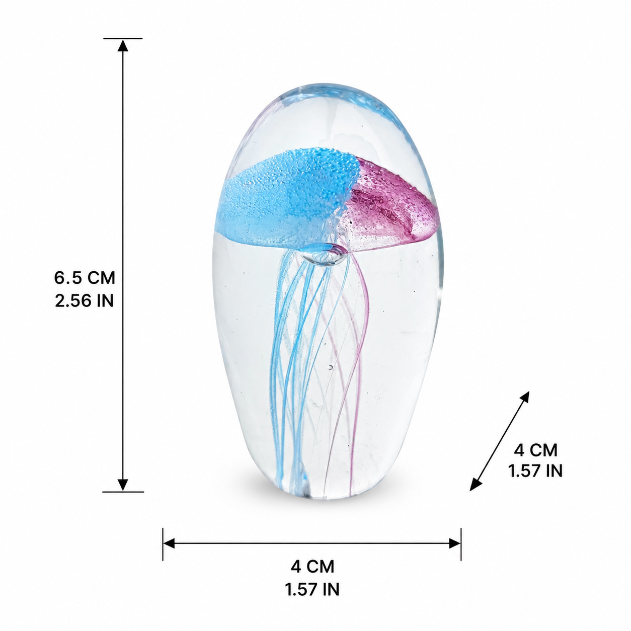 Handmade Glass Glow-in-the-Dark Jellyfish Ornament, Glass Paperweight, Ocean-Style Desk Decoration — image 8