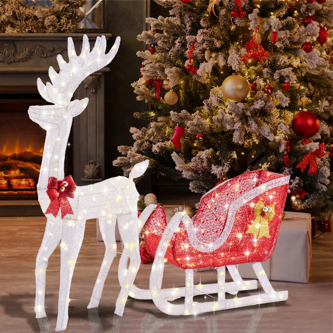 Decoración para Patio de Navidad con Renos y Carros de Remolque — imagen 9