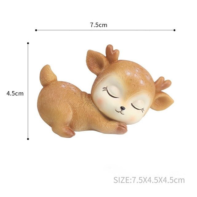 Resin Sleeping Baby Deer Mini 3D Elk Christmas Ornaments Cute Decor for Home Garden Car Xmas Party Table Decoration Kids Gift — image 8