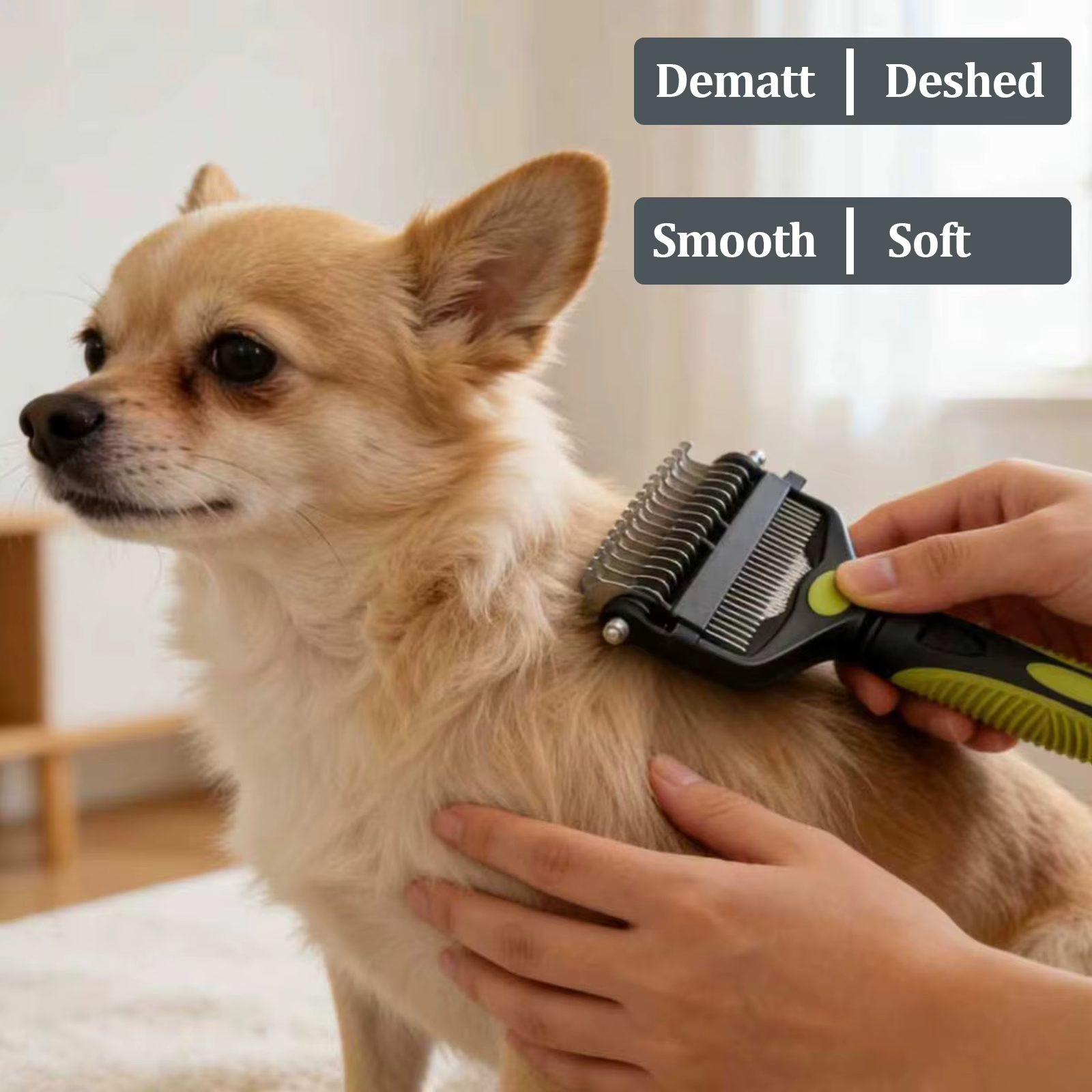 3 in 1 Pet Grooming Hair Brush Dog Deshedding Remover Double Sided Shedding Comb with Stainless Steel Teeth Fur Knot Cutter — image 3