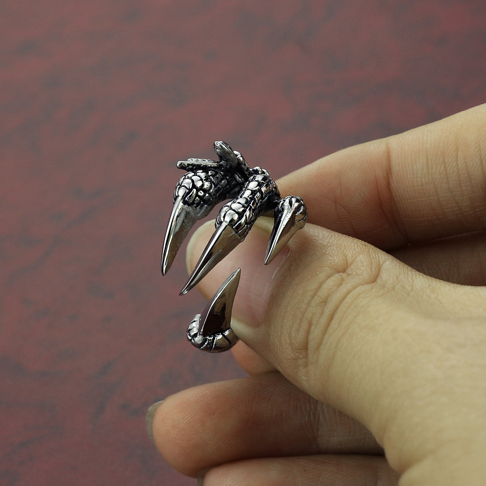 Anillo Dragón de Titanio y Acero Inoxidable con Garras Afiladas, Anillo Abierto para Animales — imagen 3