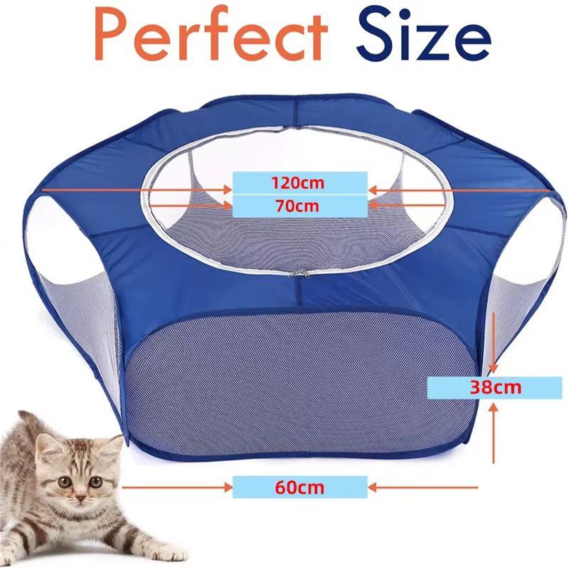 Portable Small Pet Cage Transparent Cat and Dog Cage Tent Pet Playpen Open Folding Yard Fence For Dog Hamster Rabbit Guinea Pig — image 2