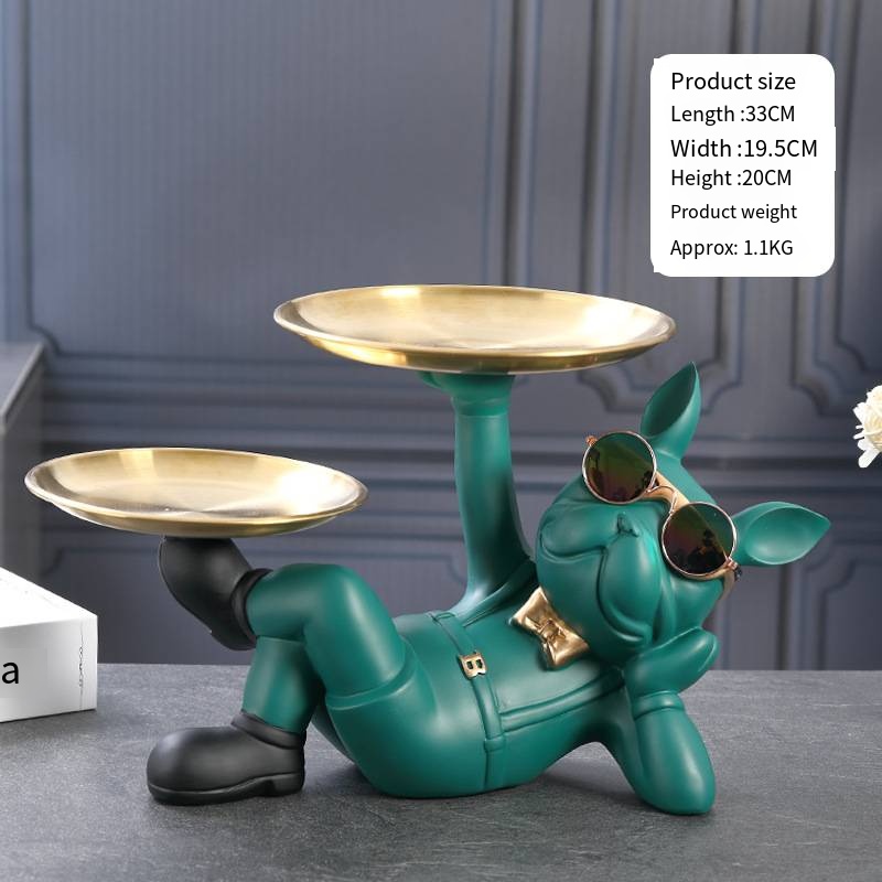 Creative Wealth Dog Ornament Entrance Key Storage Tray Desktop Candy Plate Home Decoration — image 7