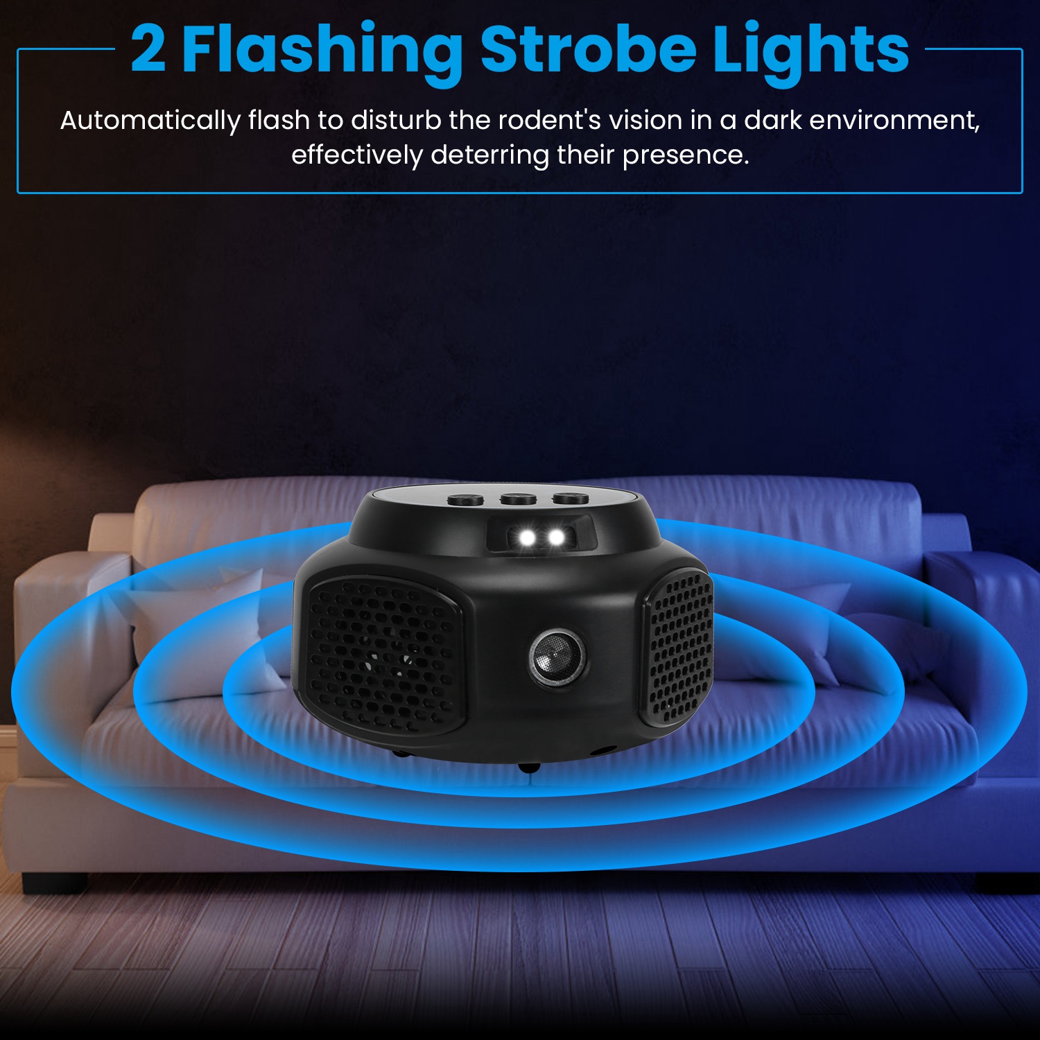 360 Degree Ultrasonic Mice Repellent Indoor Rodent Repeller Rat Squirrel Rodent Chaser With 3 Modes 2 Strobe Lights For Kitchen Warehouse — image 5