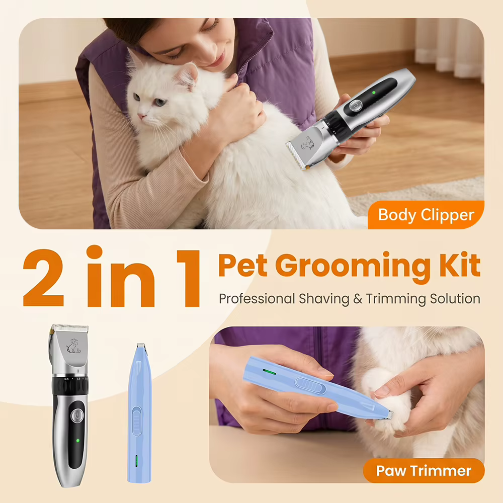 Electric Pet Clipper Grooming Kit For Dogs Reachageable Trimmer Haircut Cat Hair Cutting Remover Professional Machine Set — image 3
