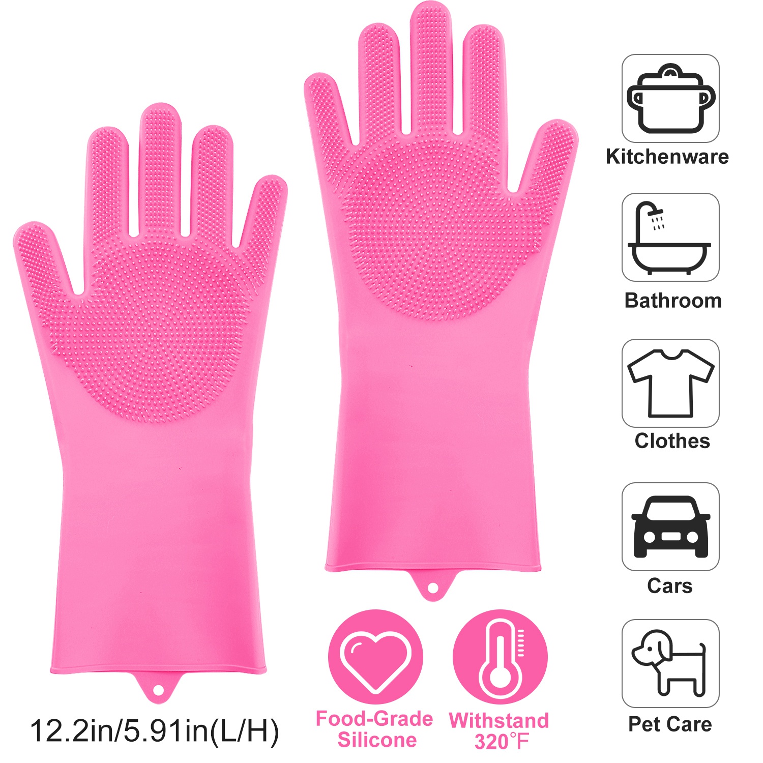 Par de Guantes de Silicona con Cerdas Para Lavar Platos, Esponja de Limpieza, Cepillo Para Mascotas, Guantes Resistentes al Calor — imagen 9