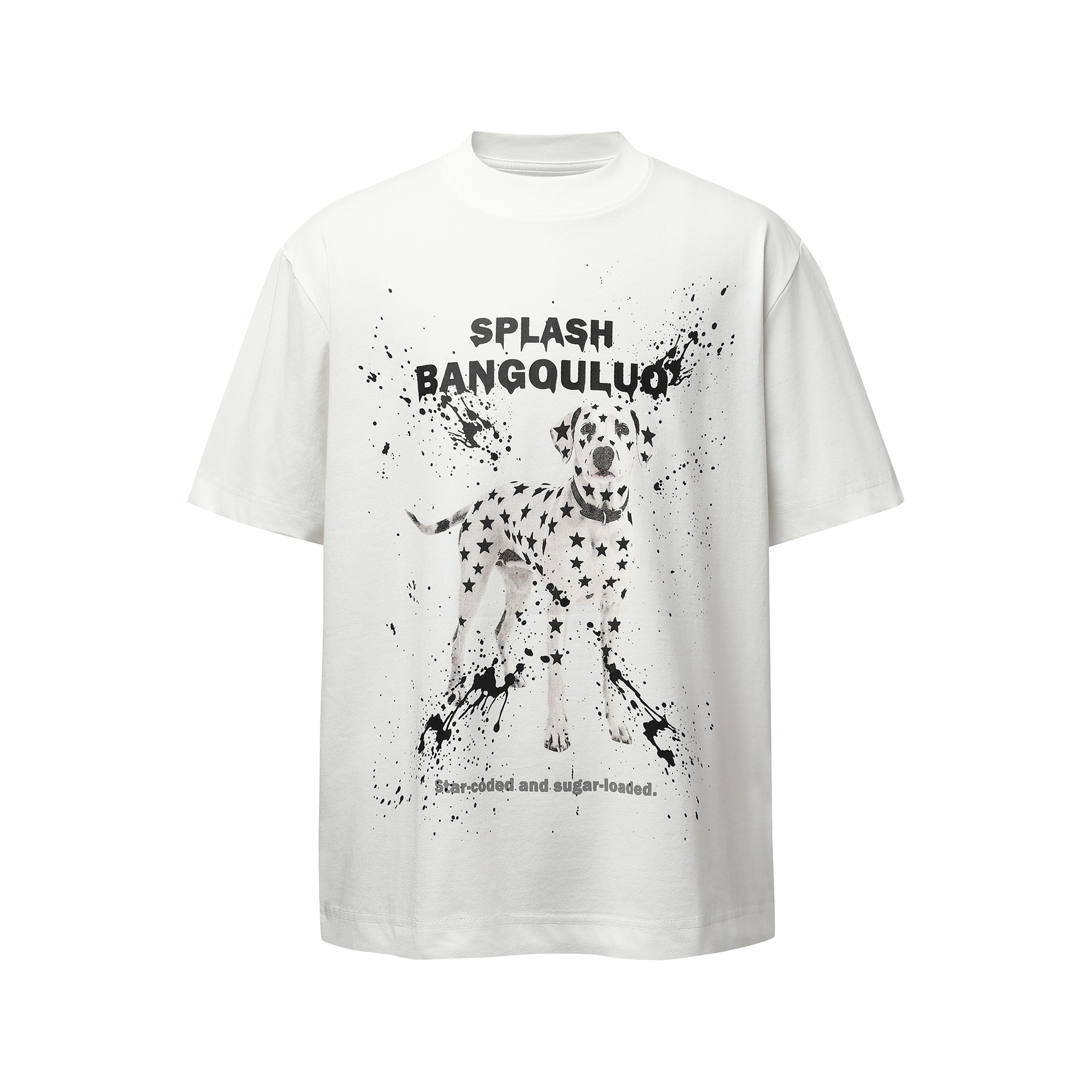 Spotted dog ink splatter printed short sleeved shirt — image 8