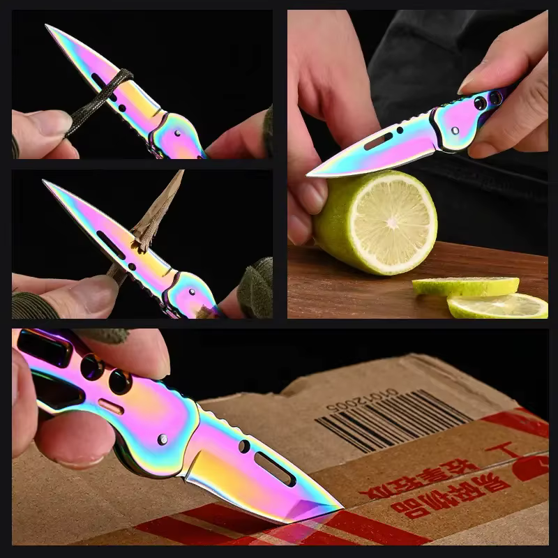 Stainless steel folding knife, survival knife, hunting knife, fruit knife, portable pocket knife for camping and outdoor fishing — image 4