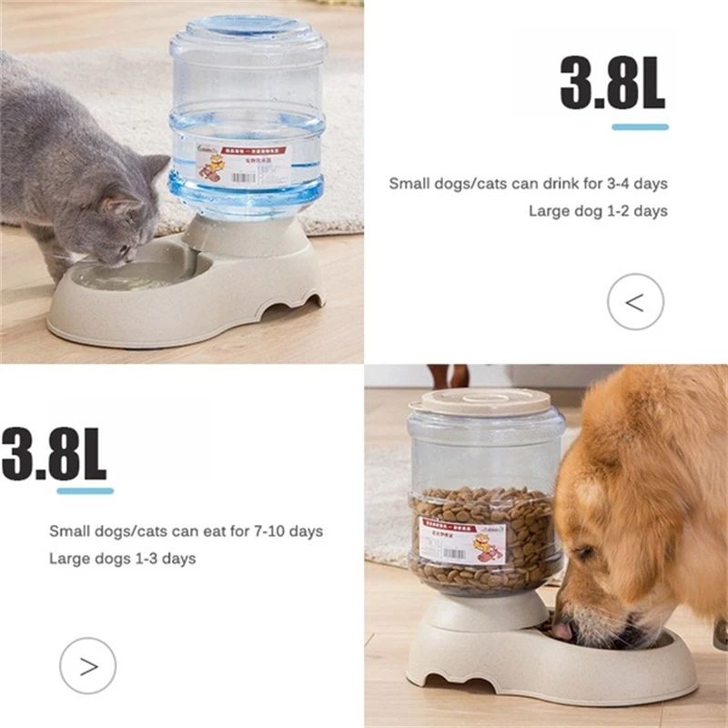 Alimentador Automático de Paja de Trigo Grande Capacidad 3.8L para Mascotas Comida y Agua — imagen 3