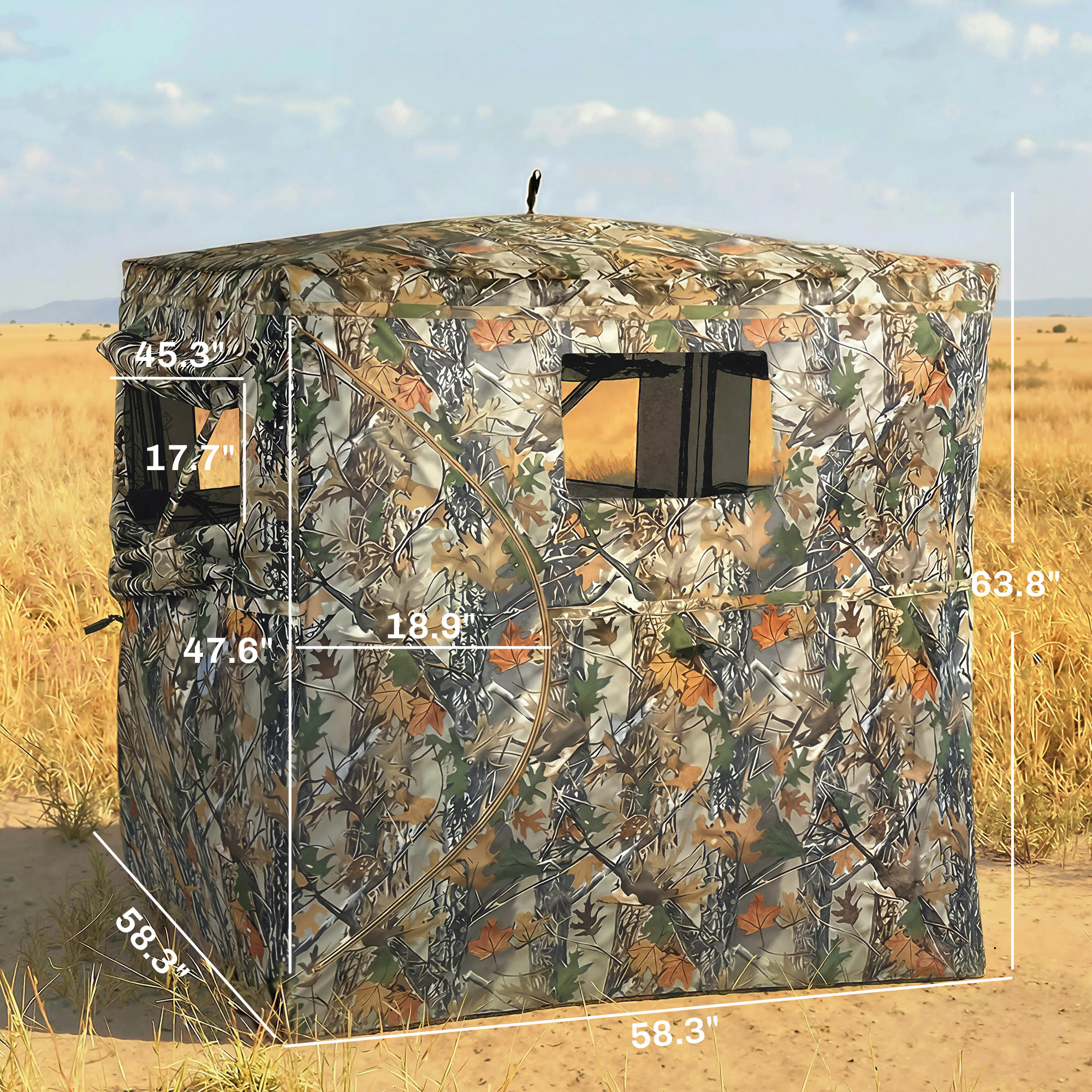 Hunting Blind for 2 Person, See Through Pop Up Blind with 270-Degree View, Windows for Deer Hunting, Camouflage — image 2