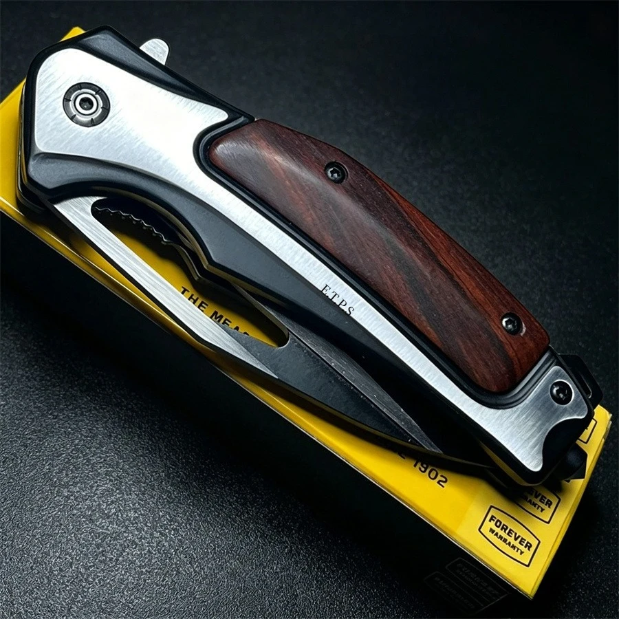 BKDA130 Pocket 58HRC Folding Knife 5Cr15Mov Blade Wooden Handle Outdoor Hunting Knives Survival Camping EDC Tool — image 1