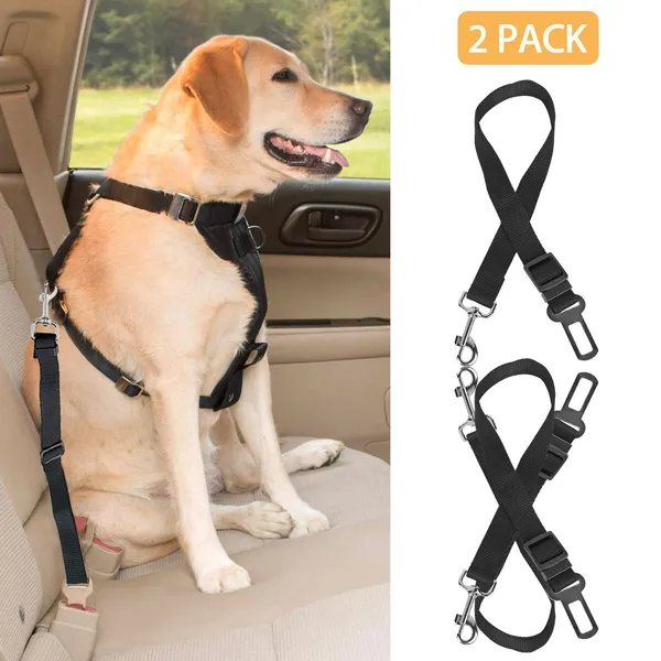 2 cinturones de seguridad para perro, correas ajustables de seguridad tipo arnés para perro y gato — imagen 1