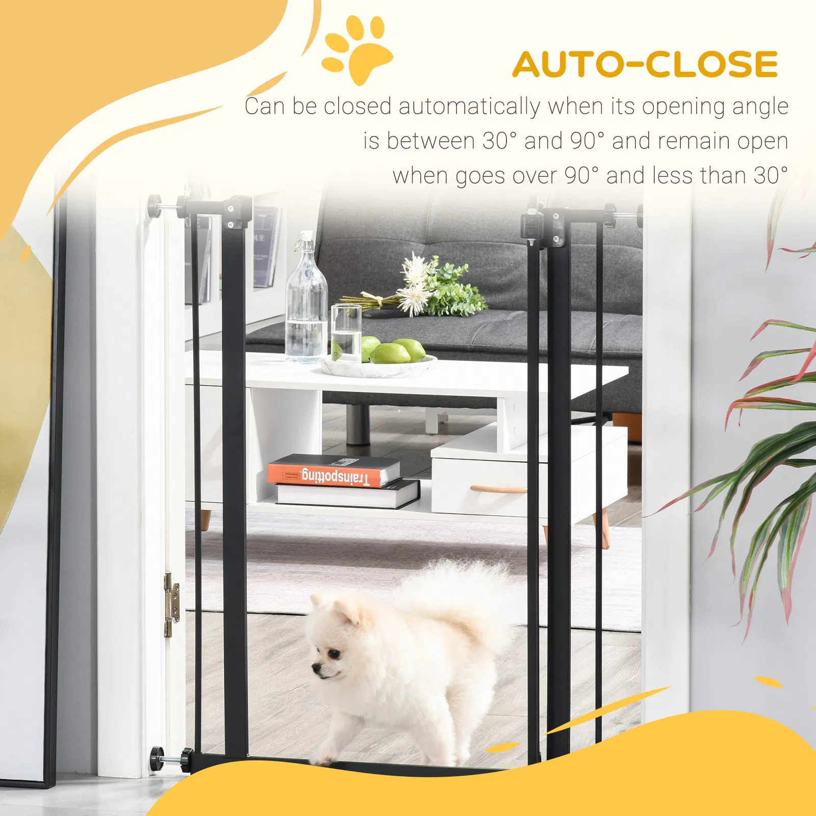 Extra Tall Dog Gate with Door, Pressure Fit, Auto Close, Double Locking for Doorways Hallways Stairs, 29"-32", Black — image 4