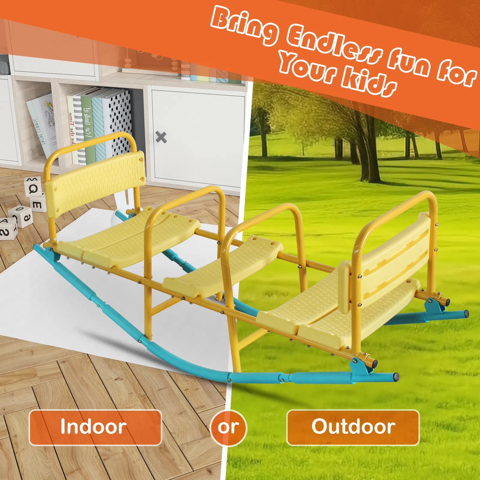 Kindergarten Children Outdoor Rocking Horse Outdoor Park Playground Equipment Double Or Triple Seesaw Swinging Fun — imagen 9