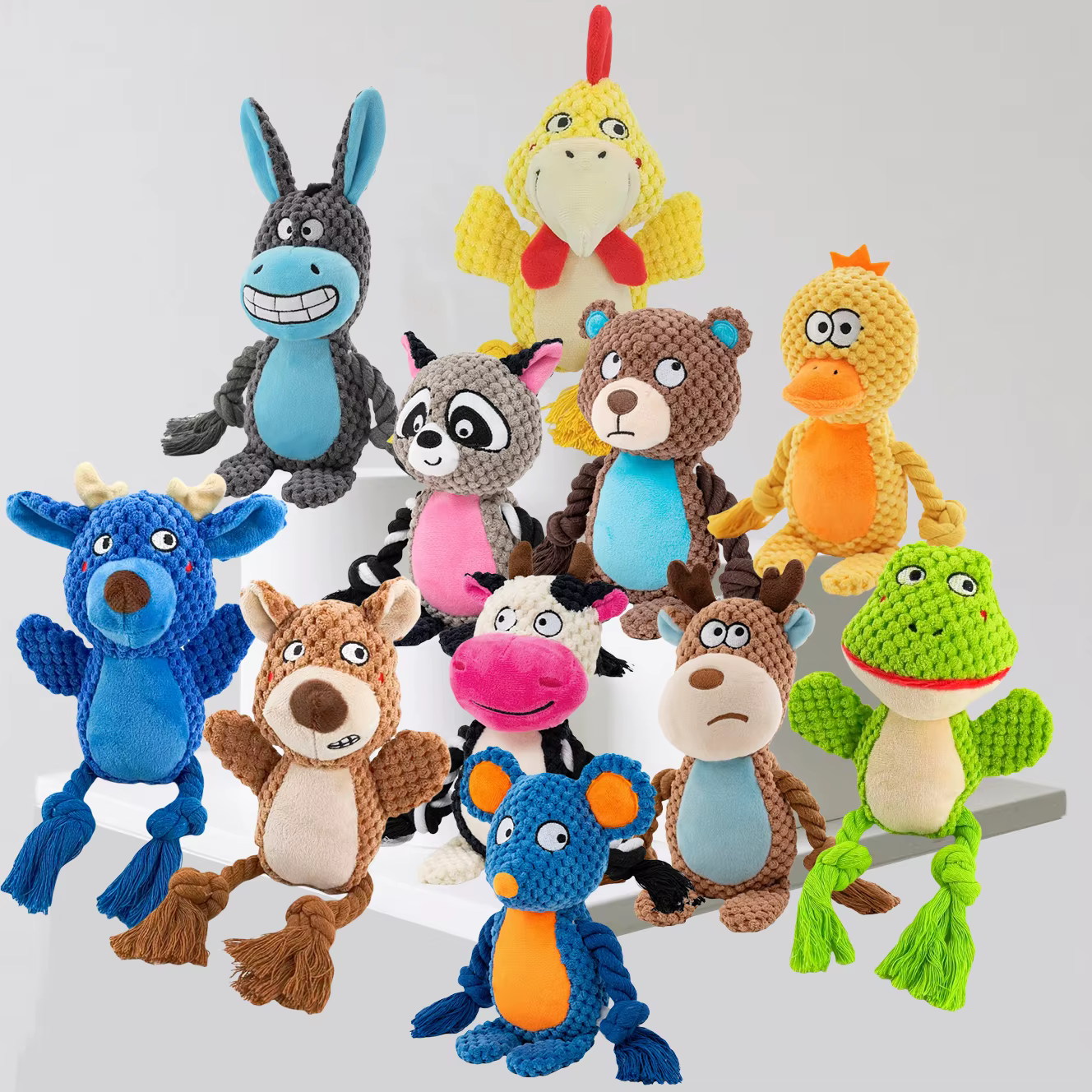 Dog Enrichment Toy Cute Animal Rope Dog Toy Plush Puppy Chew Pet Squeak Toy Cartoon Interactive Games For Dogs Stuff For Dogs