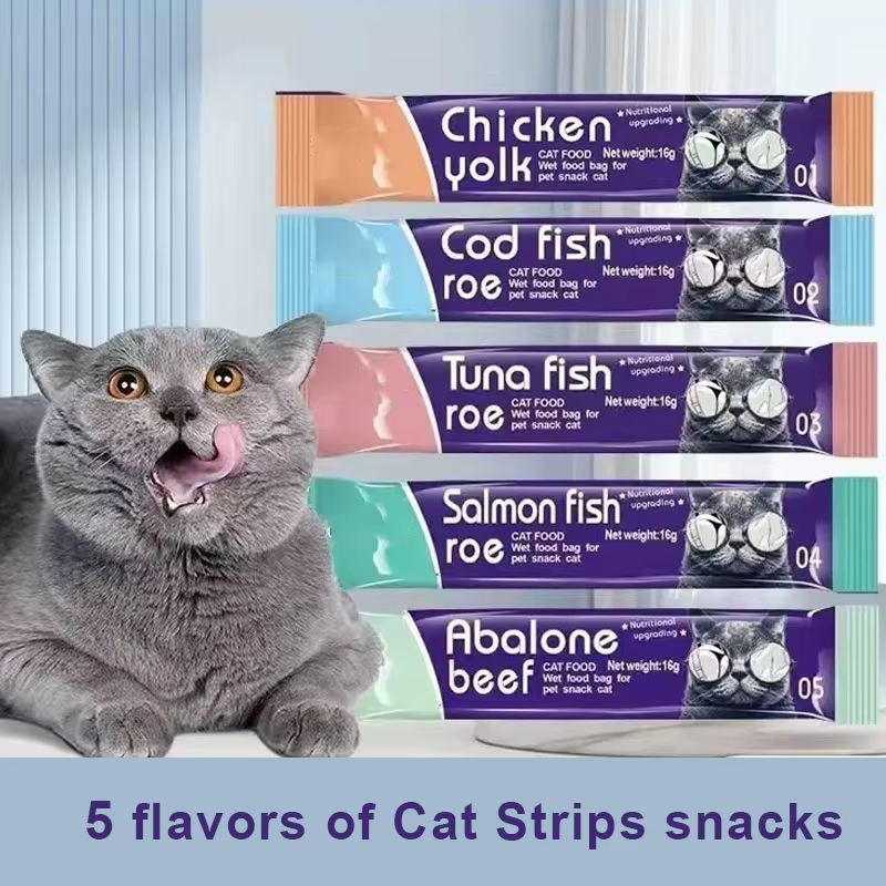 Bocados para Mascotas - Cadenas de Gato, Alimento Húmedo para Adultos y Jóvenes con Abulón + Carne, Salmón, Código y Salmón — imagen 3