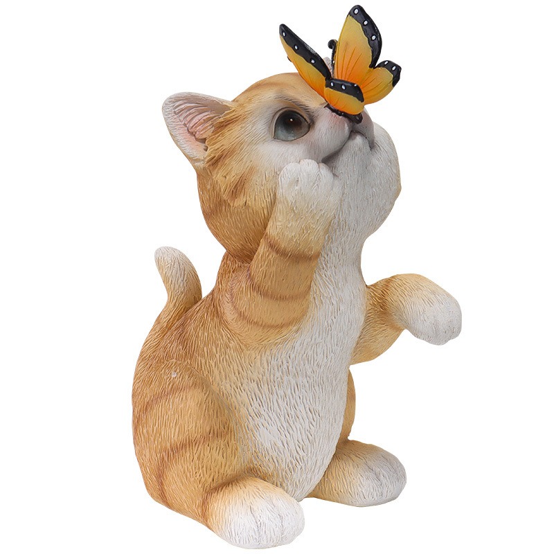 Solar outdoor cat resin night light decoration — image 1