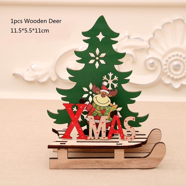 Pulseras y decoraciones de Navidad en madera con Santa Claus, renos y un ciervo para adornar el árbol de Navidad — imagen 8