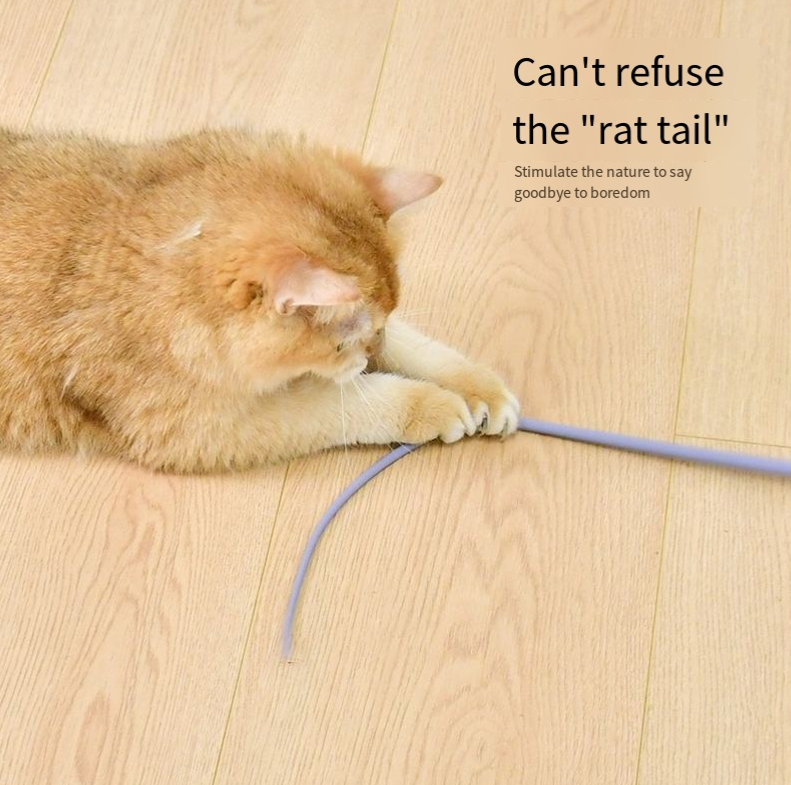 Varilla de juguete interactiva para gatos con cola de ratón en silicona - simulador de caza reemplazable — imagen 4