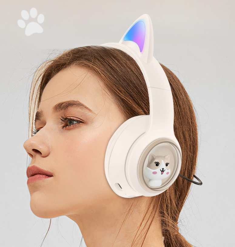 AKZ-01 Children's Cartoon Luminous Cute Pet Bluetooth Earphones Stereo Head mounted Bluetooth Earphones — image 3
