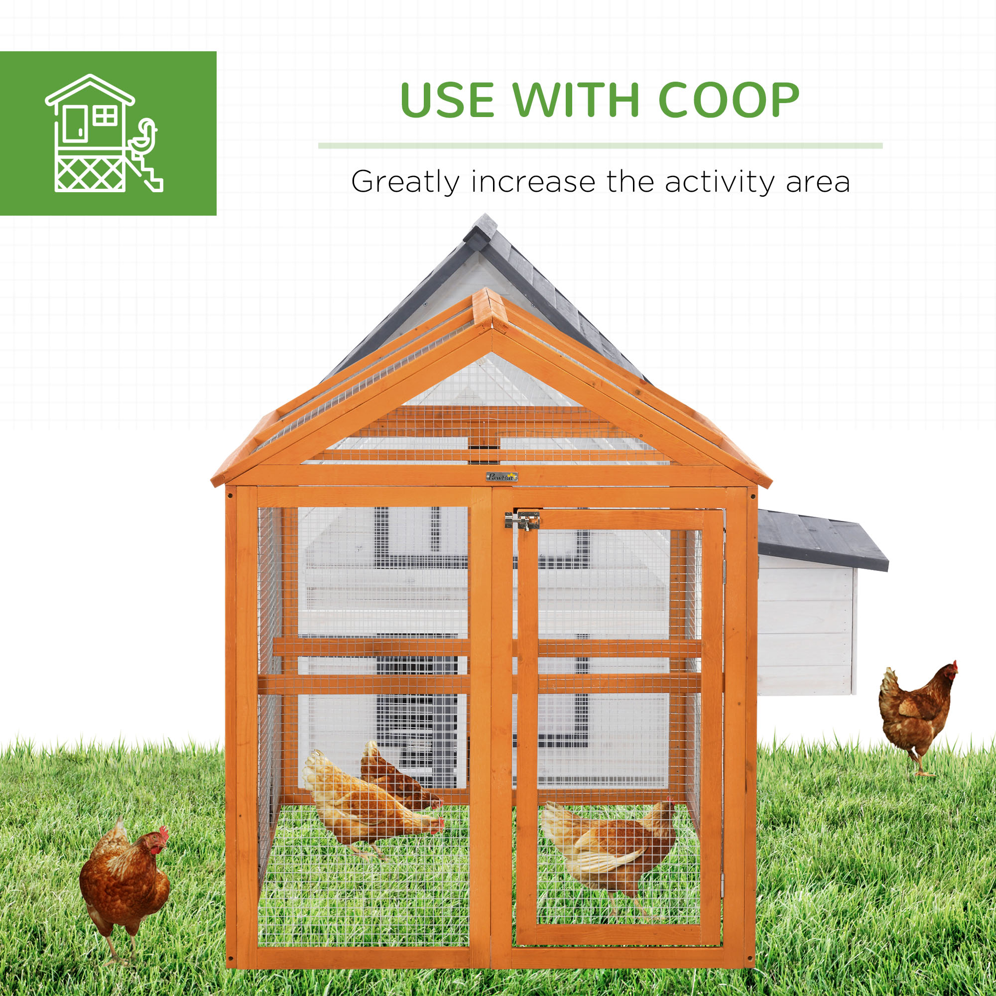 PawHut Galpón para Pollos, Madera Grande con Diseño Combinable y Perchas, Ideal para Exterior, Jardín de Patio o Granja, 4.6' x 2.8', Naranja — imagen 5
