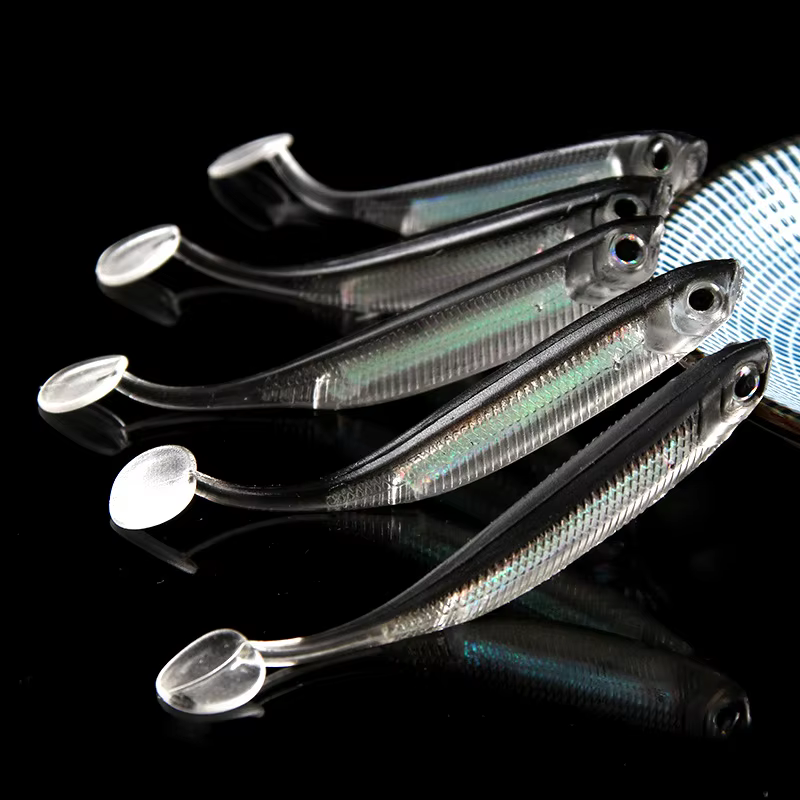 5Pcs/lote Carnada Suave de Pesca 7CM 7.5CM 1.7G 2.3G 2.7G Cola en T, Señuelos de Pesca Color Arcoíris con Lentejuelas, Cebo Giratorio Tipo Spinner — imagen 6
