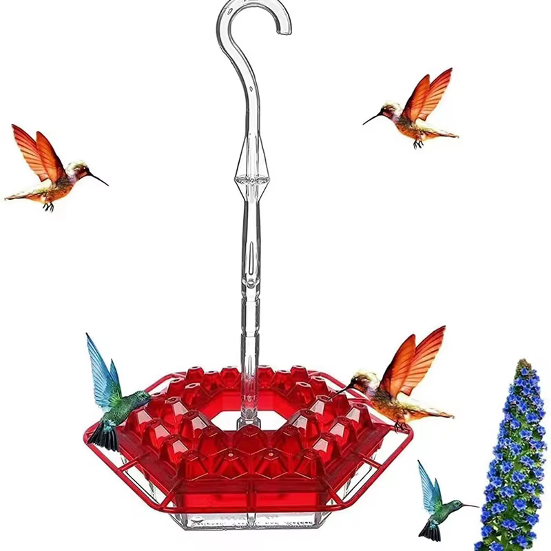 Wild Bird Feeder Hanging Hexagonal Bird Feeder with Hook Hummingbird Feeder Garden Bird Feeder Pet Forest Water Dispenser — image 4