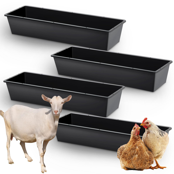 4-piece Dual-purpose Plastic Livestock Feed Trough Suitable For Daily Feeding Of Horses, Goats, Pigs And Other Animals Widely Adaptable To Home Backyards, Pastoral Fences, Livestock Sheds And Other — image 1