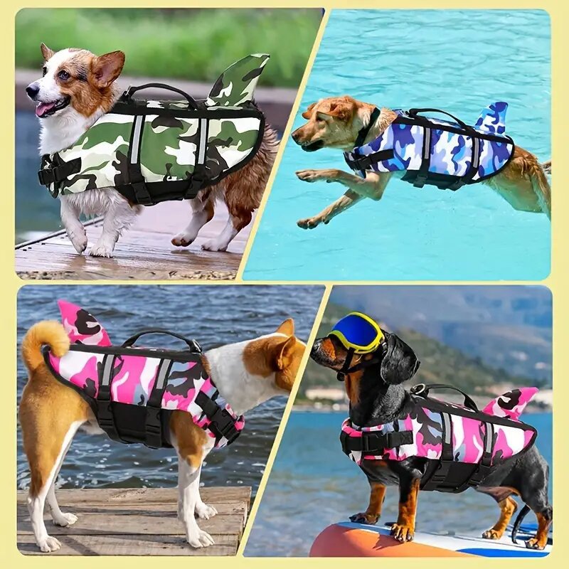 Dog Life Jacket Lightweight Adjustable Velcro Medium to Large Dog Swimwear — image 5