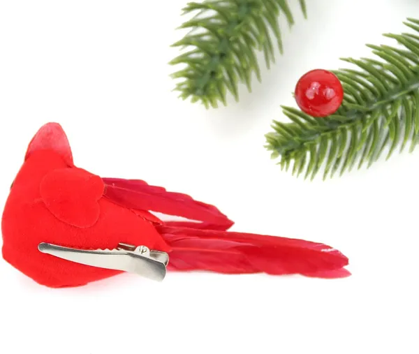12 Pzas Pájaros Cardenales para Manualidades, Mini Cardenales con Clip para Árbol de Navidad, Adornos de Pájaros Rojos Artificiales para Coronas y Centros de Mesa DIY, Terciopelo Rojo y Plumas — imagen 5
