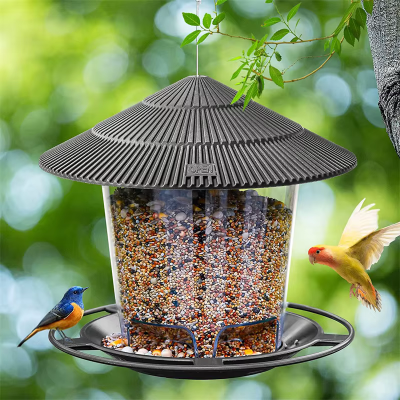 Bird Feeder Automatic Hanging Outdoor Garden Gazebo Wild Bird Feeding Container With Hang Rope House Decor Pet Supplies — image 1