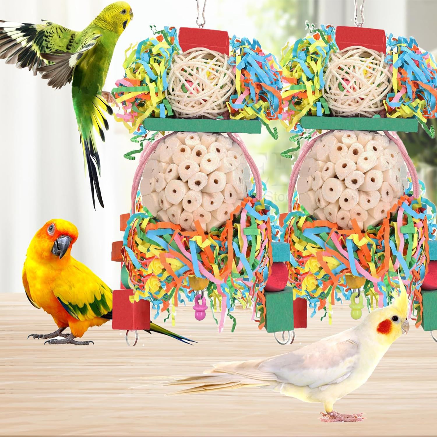 Juguetes para Loros Pelota de Caña Accesorios para Jaulas de Aves — imagen 4
