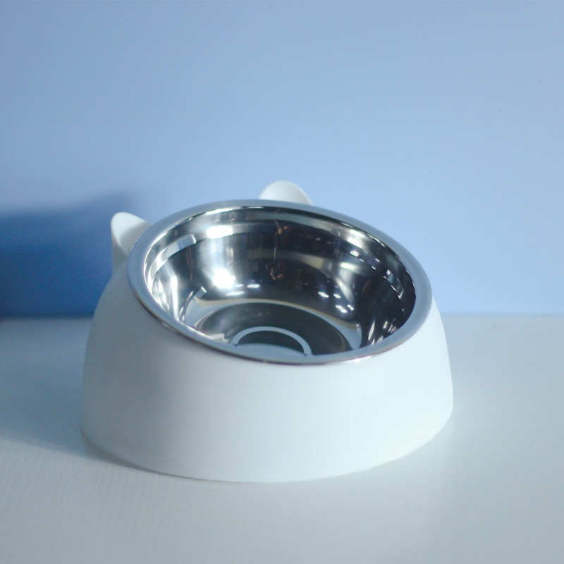 Bandeja de Alimento para Perros en Acero Inoxidable, Doble Plato con Protección Cervical y Boca Oblicua — imagen 2