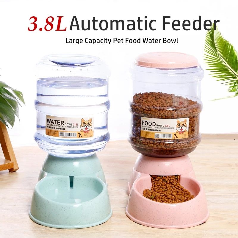 Alimentador Automático de Paja de Trigo Grande Capacidad 3.8L para Mascotas Comida y Agua — imagen 2