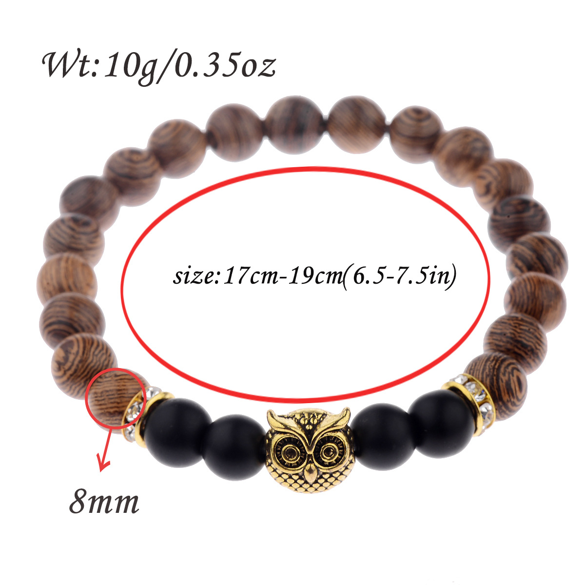 Owl frosted stone lifeline wood grain bracelet — image 13