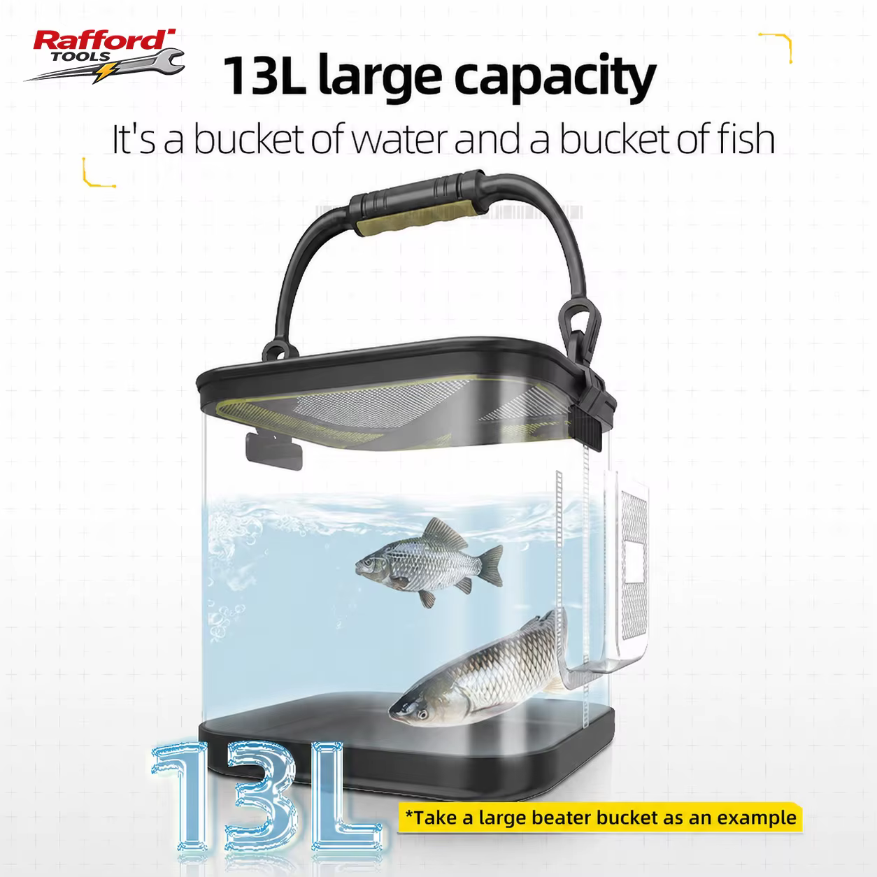 Rafford Transparent Fishing Bucket – Foldable, Multifunctional Live Fish Bucket / Fish Keeper — image 3