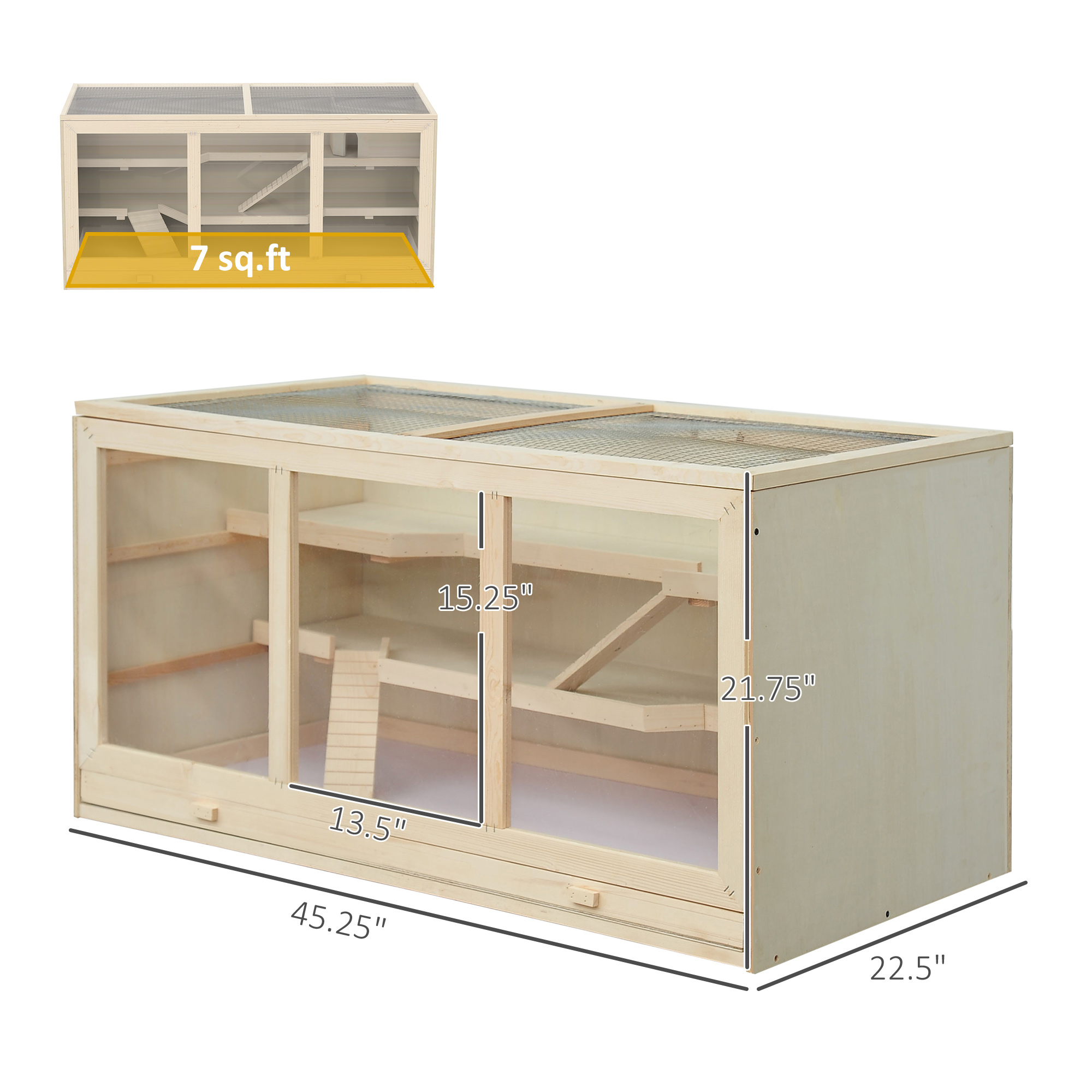 Caja para Hámsters de 3 Niveles en Madera Gran Espacio para Ratones y Roedores Juguetes y Actividad — imagen 3