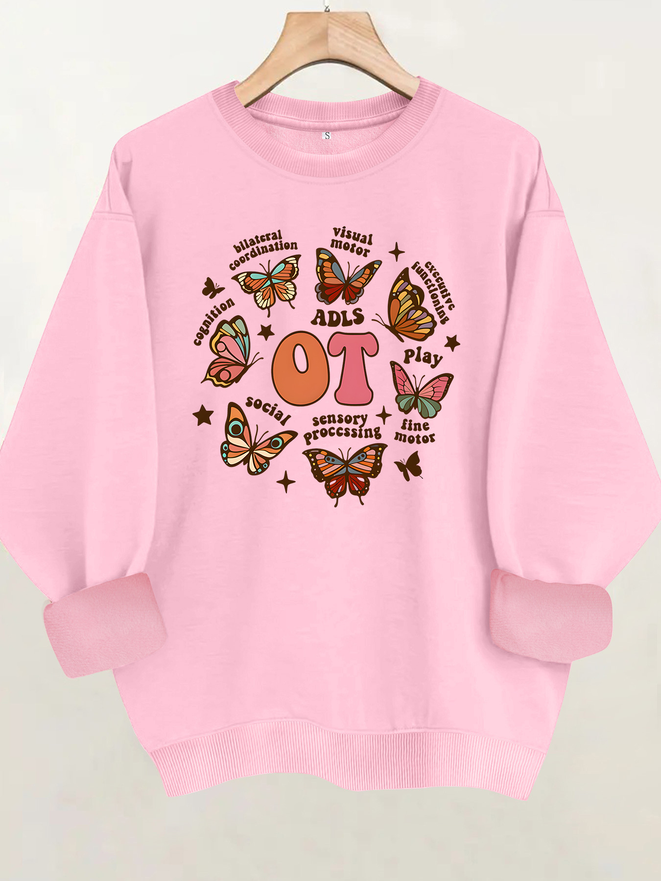 Butterfly print round neck fleece hoodie — image 8