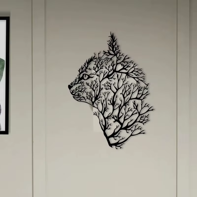 Arte de pared metálico de gato y árbol - Decoración minimalista para dormitorio, sala, oficina - Regalo perfecto para mudanza — imagen 6