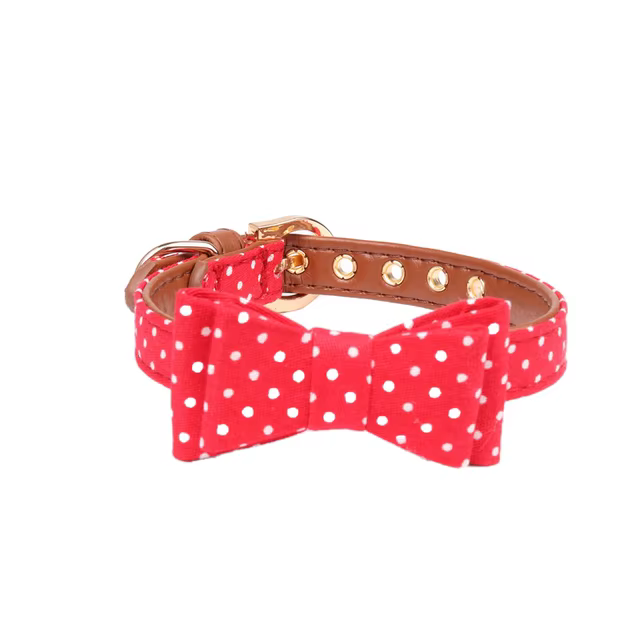 Collar y Guía para Perros Pequeños con Bandana de Cuero Suave, Adorno de Raso, Collar para Gatos - Perfecto para Chihuahuas y Animales de Compañía — imagen 9