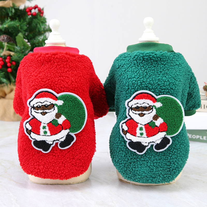 Dog Clothes Autumn/Winter Pet Clothes Teddy Small Dog Pet Clothes Winter 21 Christmas Tree Velvet Clothes — image 3
