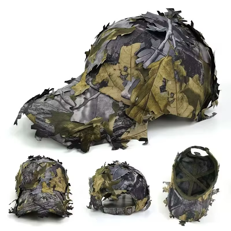 Men's 3D Leaf Camo Baseball Cap, Adjustable Quick Dry Tactical Sniper Hat for Outdoor Hunting Fishing Airsoft Multi-color — image 1