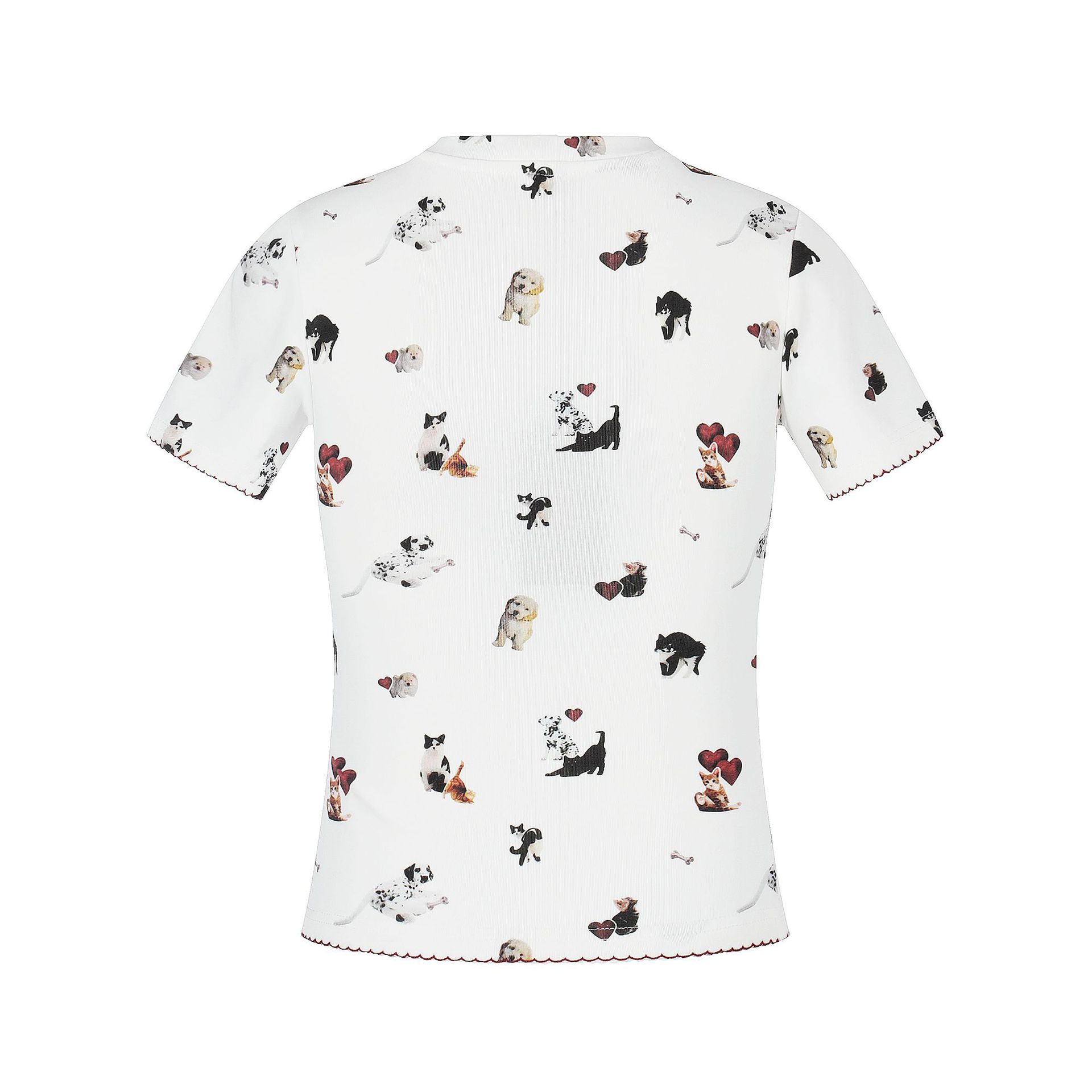 Dog Hair Print Short Sleeve T-Shirt for Women Slim Fit — image 4