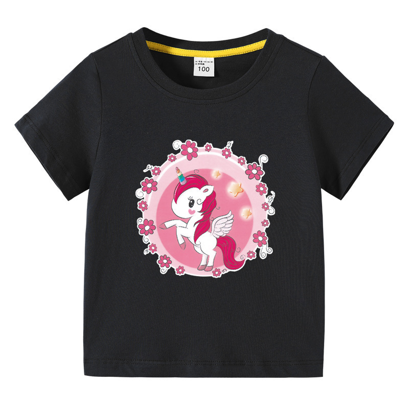 Unicorn children's summer outfit short sleeved T-shirt — image 10