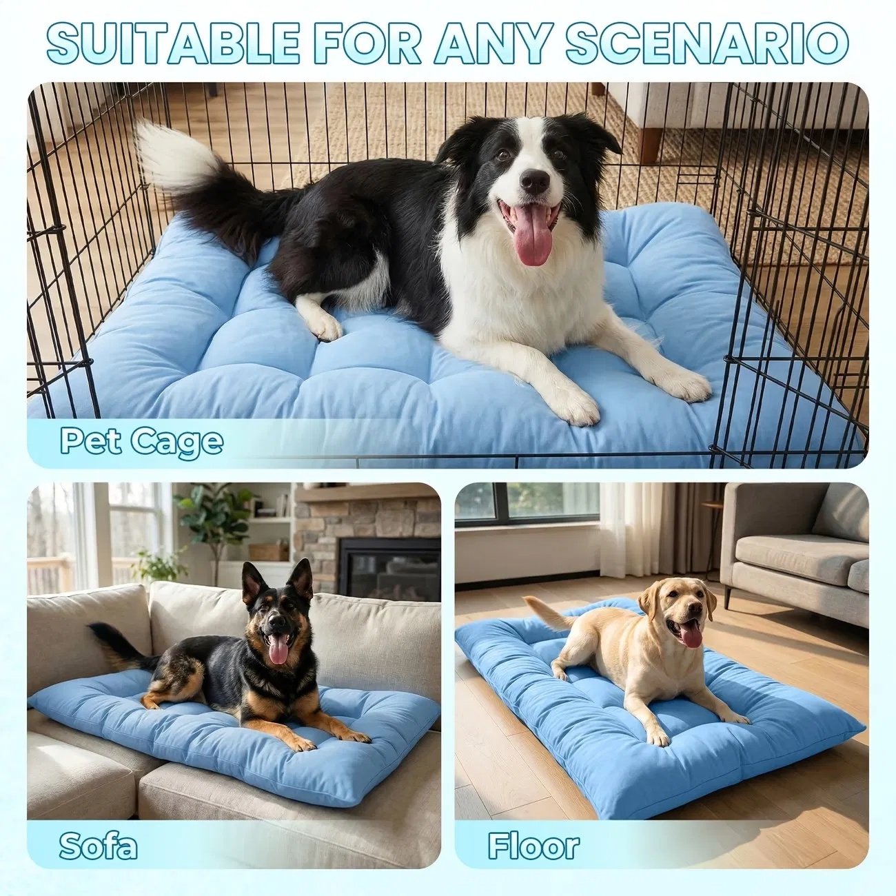 Extra-Large Cooling Dog Sofa Bed, Ultra-Soft Plush Pet Mat With 8 Compartments And Non-Slip Bottom, Thick Polyester Dog Bed For Large Dogs — image 3