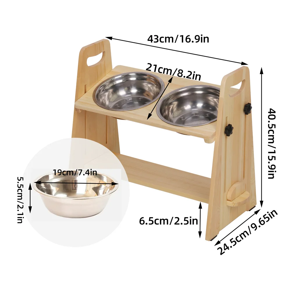 Palo Elevado para Comida y Agua de Perro con Rueda de Ajuste - Estación para Alimentar Grandes, Medianos y Pequeños Canes — imagen 5