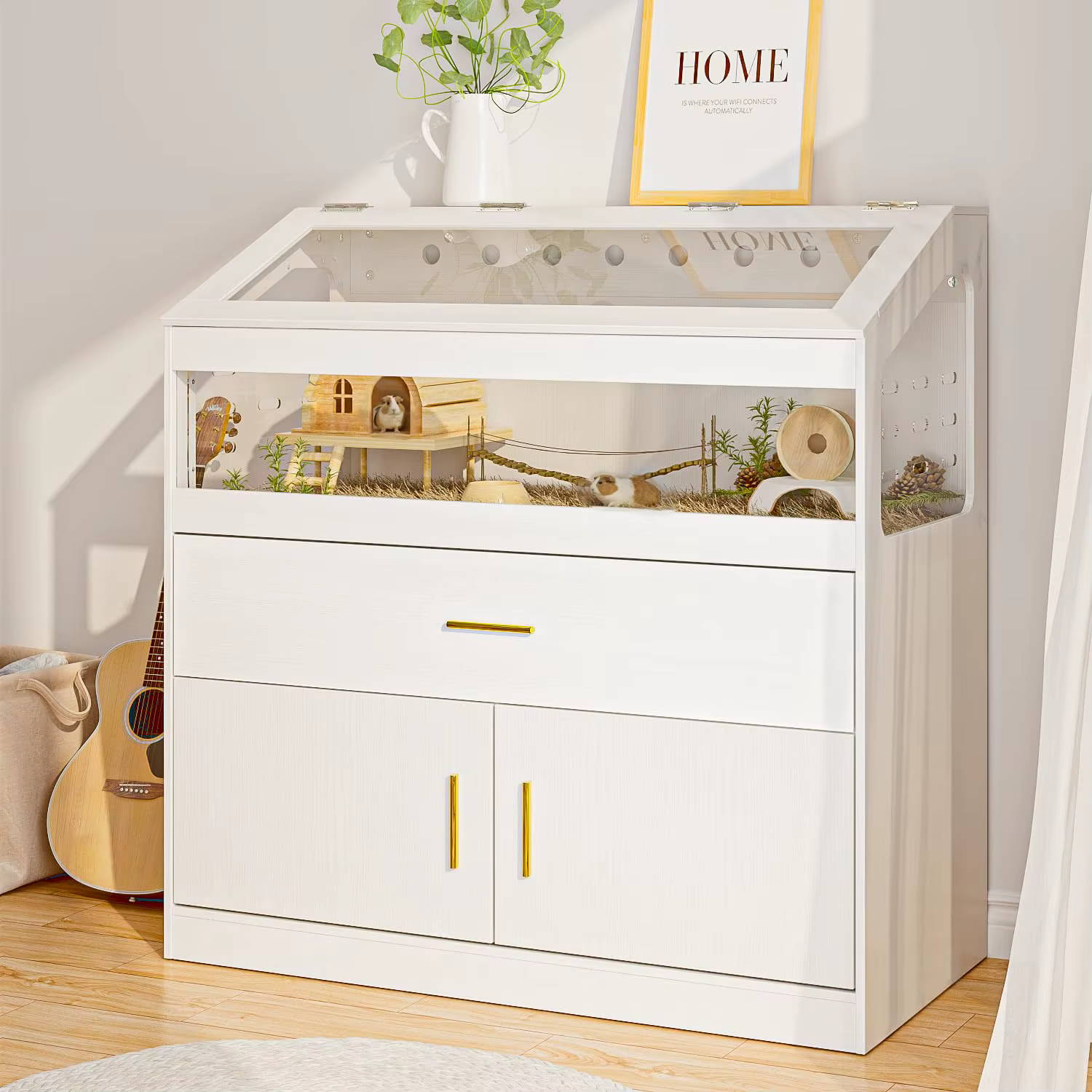 Guinea Pig Cage Large Hamster Cage with Storage Cabinet — image 1