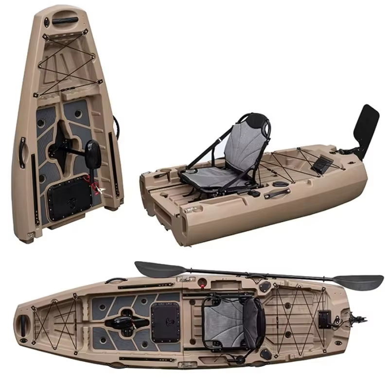 New Designed 10ft 1 Person Modular Fishing Kayak With Pedals Detachable Foldable Kayak Suit for Electric Motor — image 3