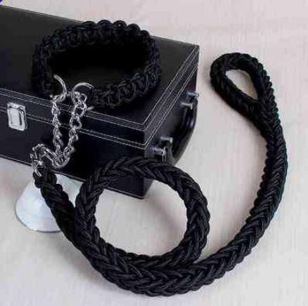 Double Strand Rope Large Dog Leashes Metal P Chain Buckle Contrast Colorful Pet Traction Rope Collar Set Firm 1.2m Length — image 8