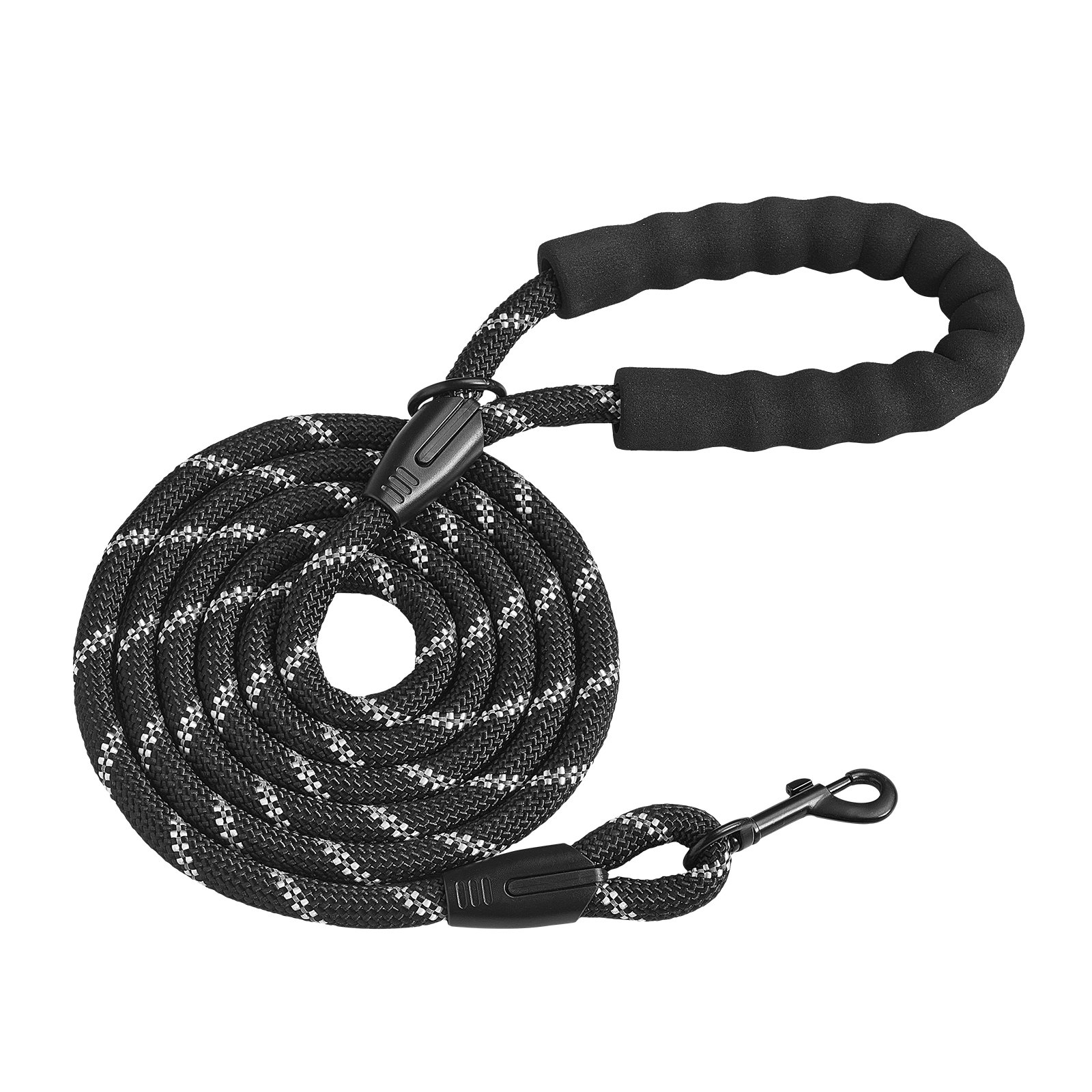 Guía de perro con cuerda resistente de 6 pies, mango cómodo con espuma suave, hilo reflectante y contenedor para bolsas de basura — imagen 1